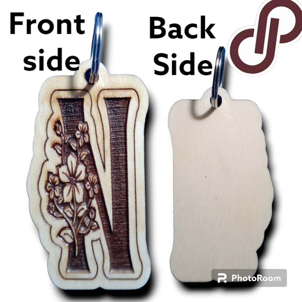 LASER ENGRAVING WOODEN KEYCHAINS SOUVENIR ALPHABET N/Z